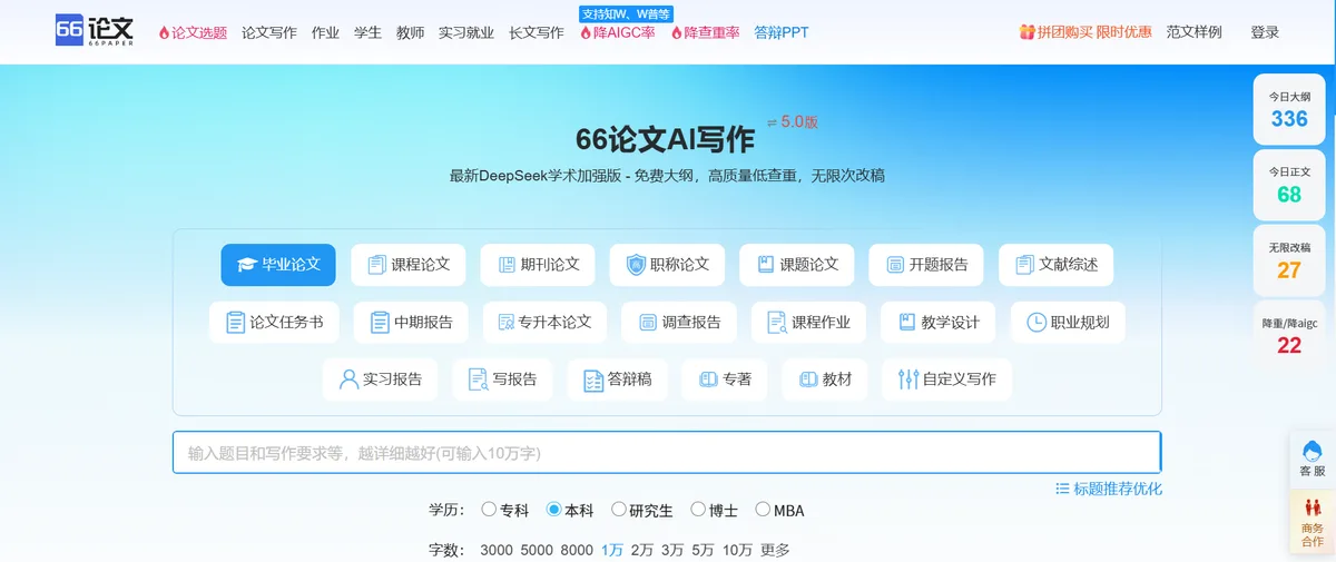 66AI论文官网首页（66paper.cn）