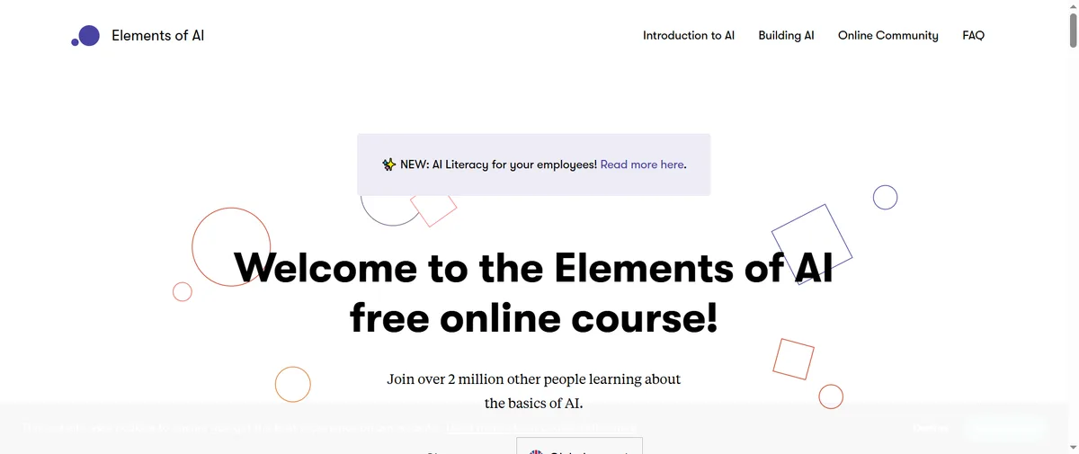 Elements of AI官网首页（elementsofai.com）