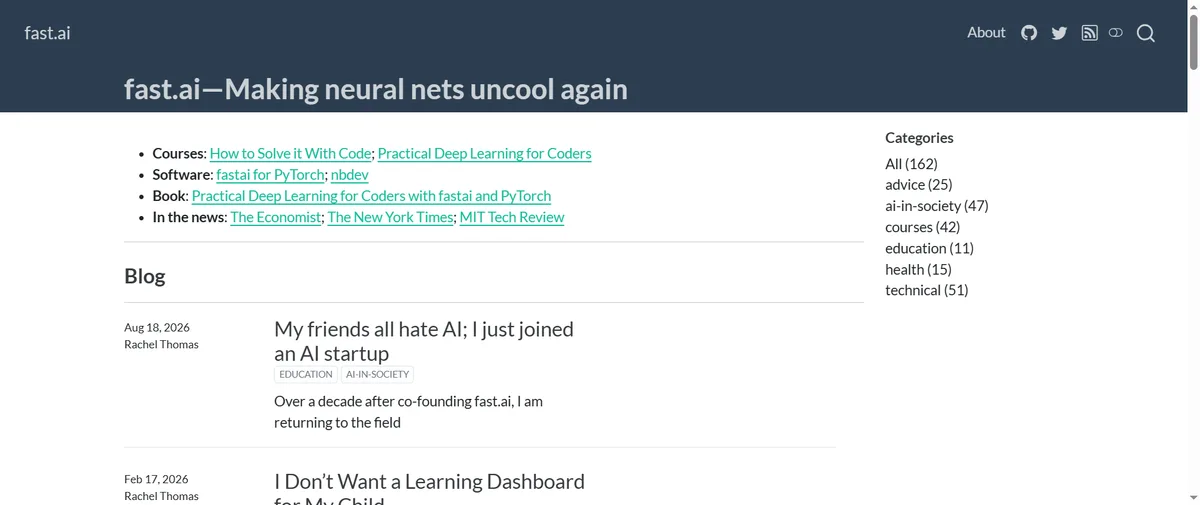 fast.ai官网首页（www.fast.ai）