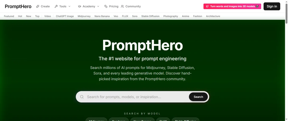 PromptHero官网首页（prompthero.com）